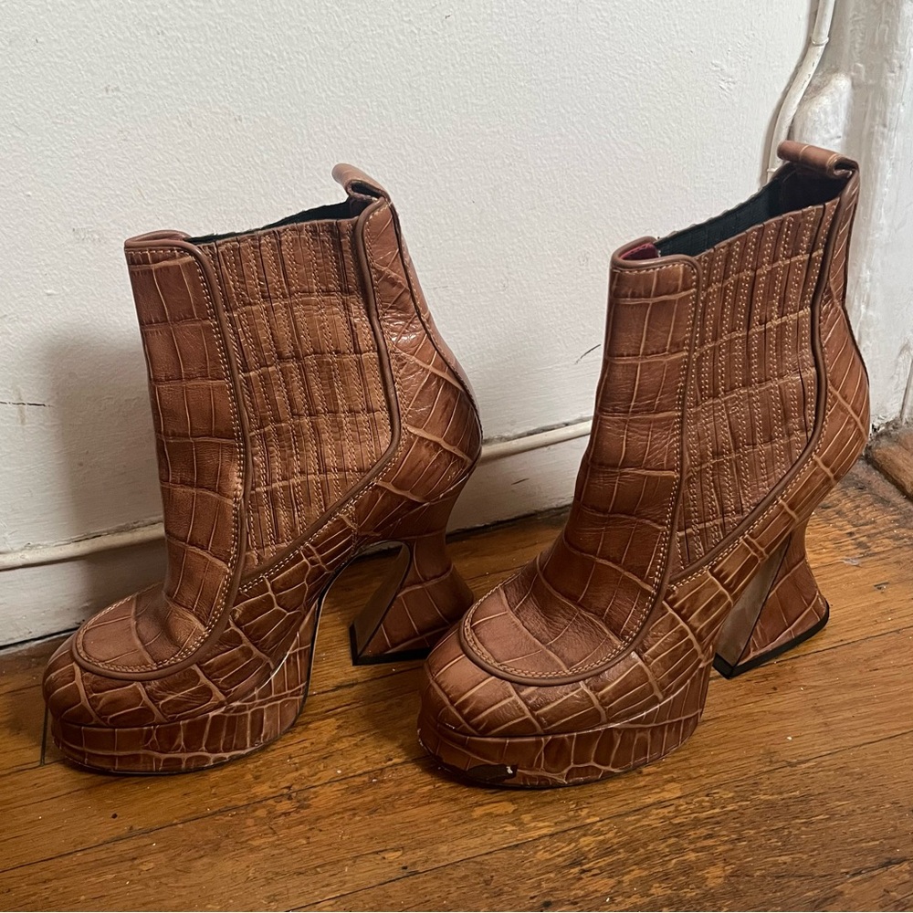 Sies Marjan faux croc leather platform boot 38